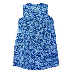 J. Jill Love Linen Blue Floral Sleeveless Shift Dress